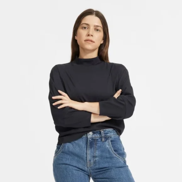 Everlane Tops Everlane The Luxe Cotton Mockneck Tee Poshmark